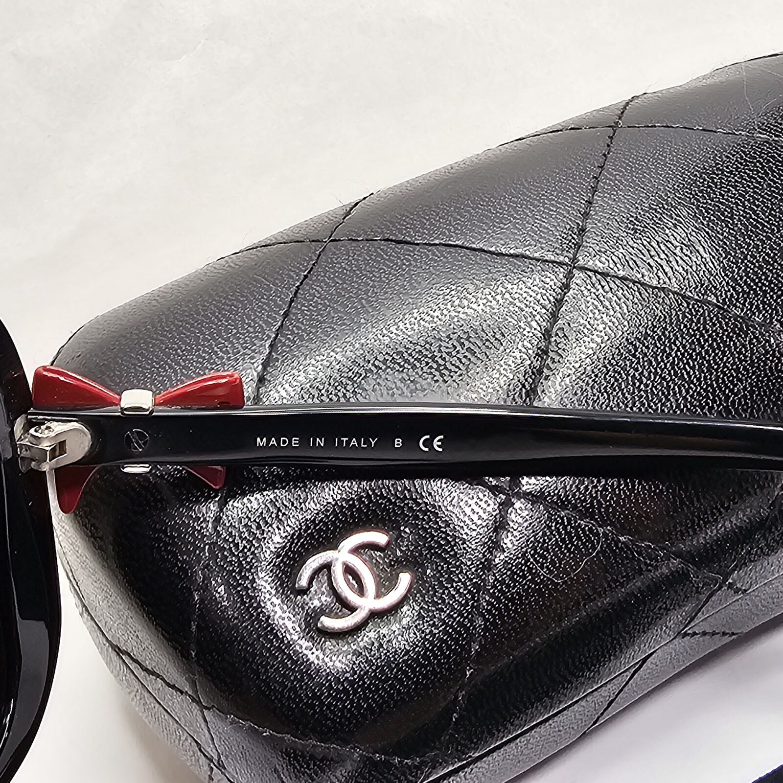 Chanel Sunglasses Bows 2011 Black Red Square Vintage 5171 c.1231/8G 180224