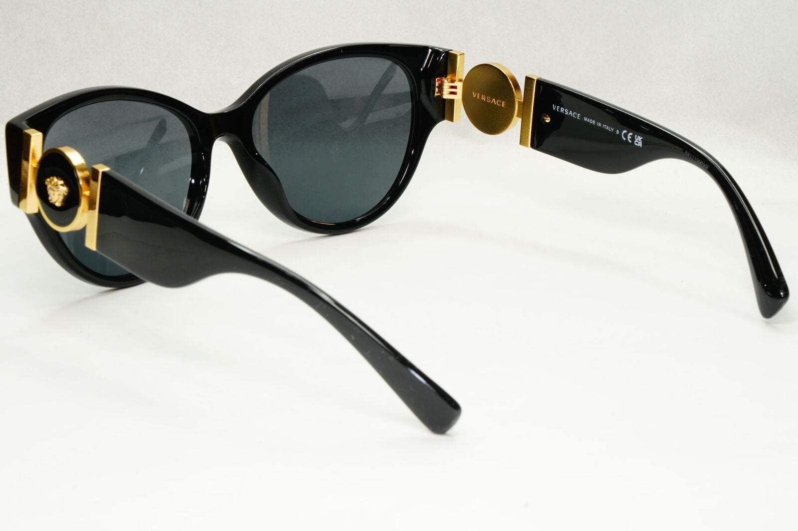 Versace Sunglasses Black Gold Medusa Full Rim Cat Eye Womens MOD VE 4368 GB1/87