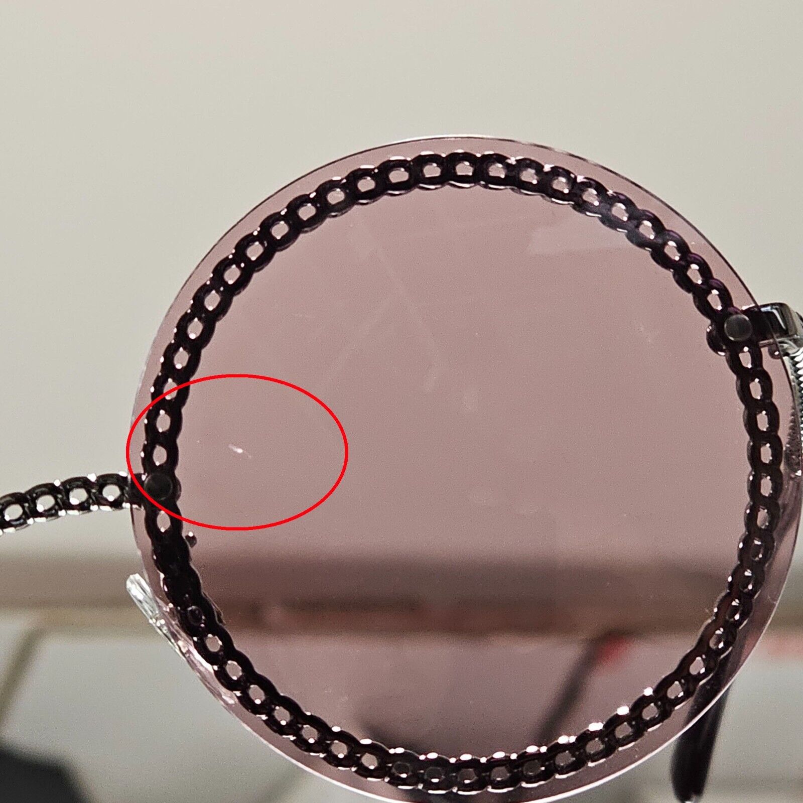 Chanel Sunglasses Chain Round Pink Red Burgundy Silver 4245 C.108/D8 041223 [B]