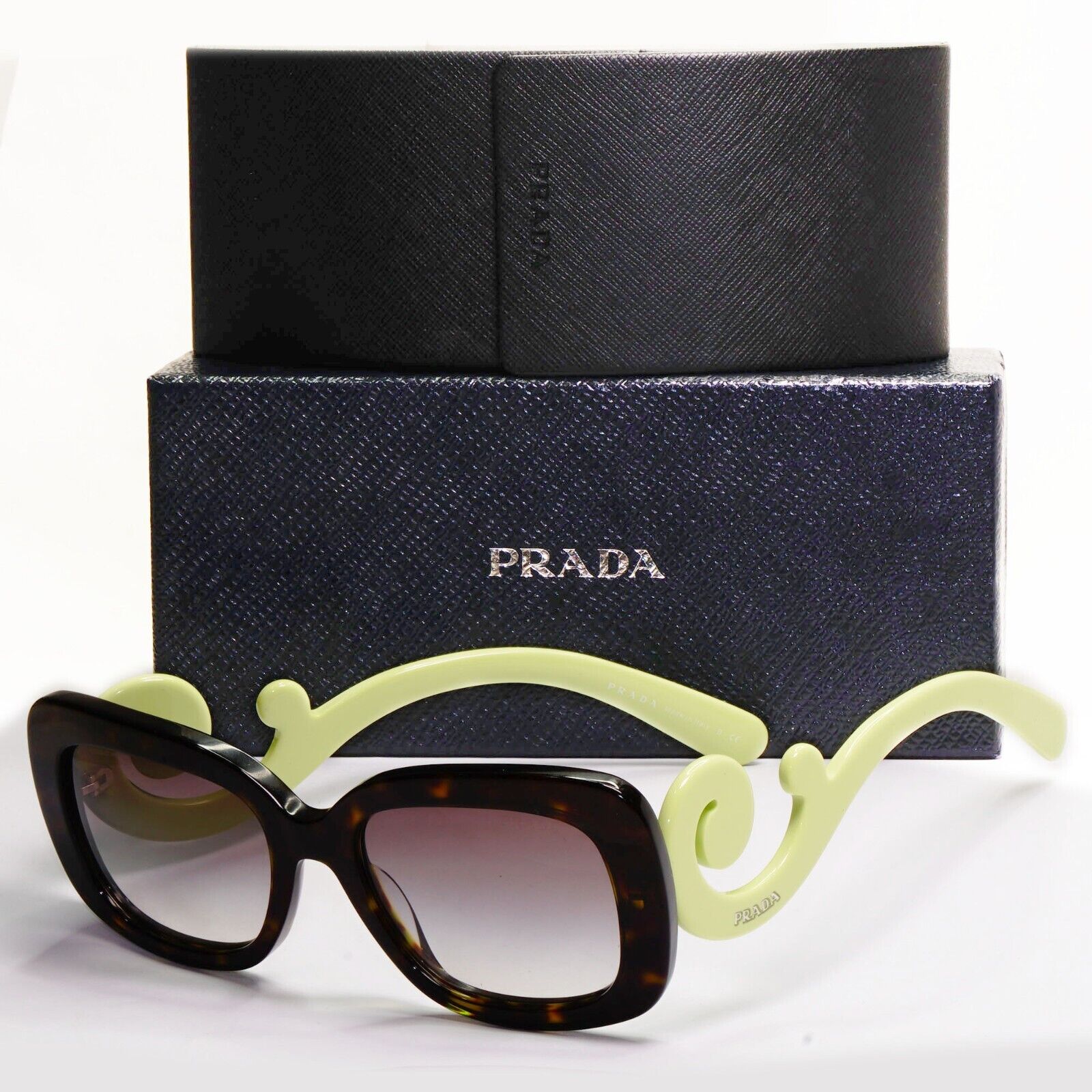 Prada Sunglasses Baroque Swirl Square Brown Green PR27OS SPR 27O QFL-0A7 180324
