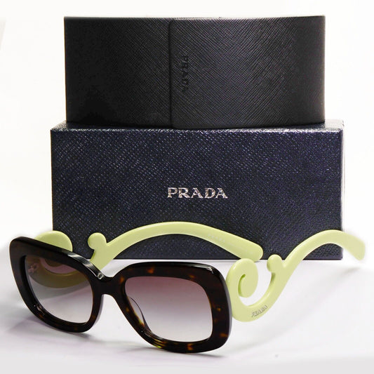 Prada Sunglasses Baroque Swirl Square Brown Green PR27OS SPR 27O QFL-0A7 180324