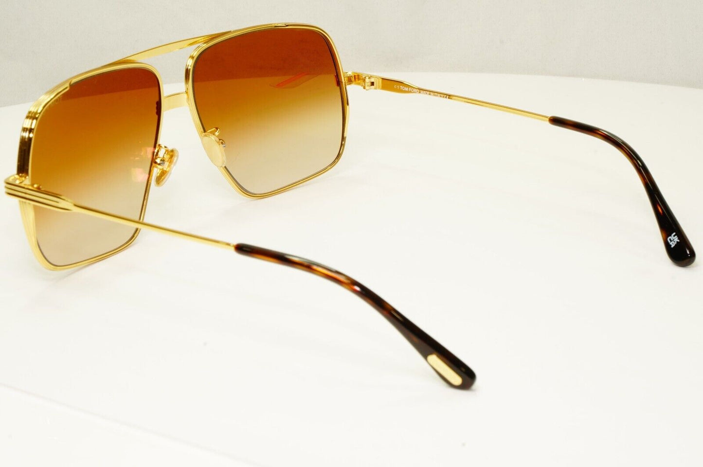 Tom Ford Gold Brown Pilot Arista Square Mens Sunglasses Frankie TF 735-H 30F [A]