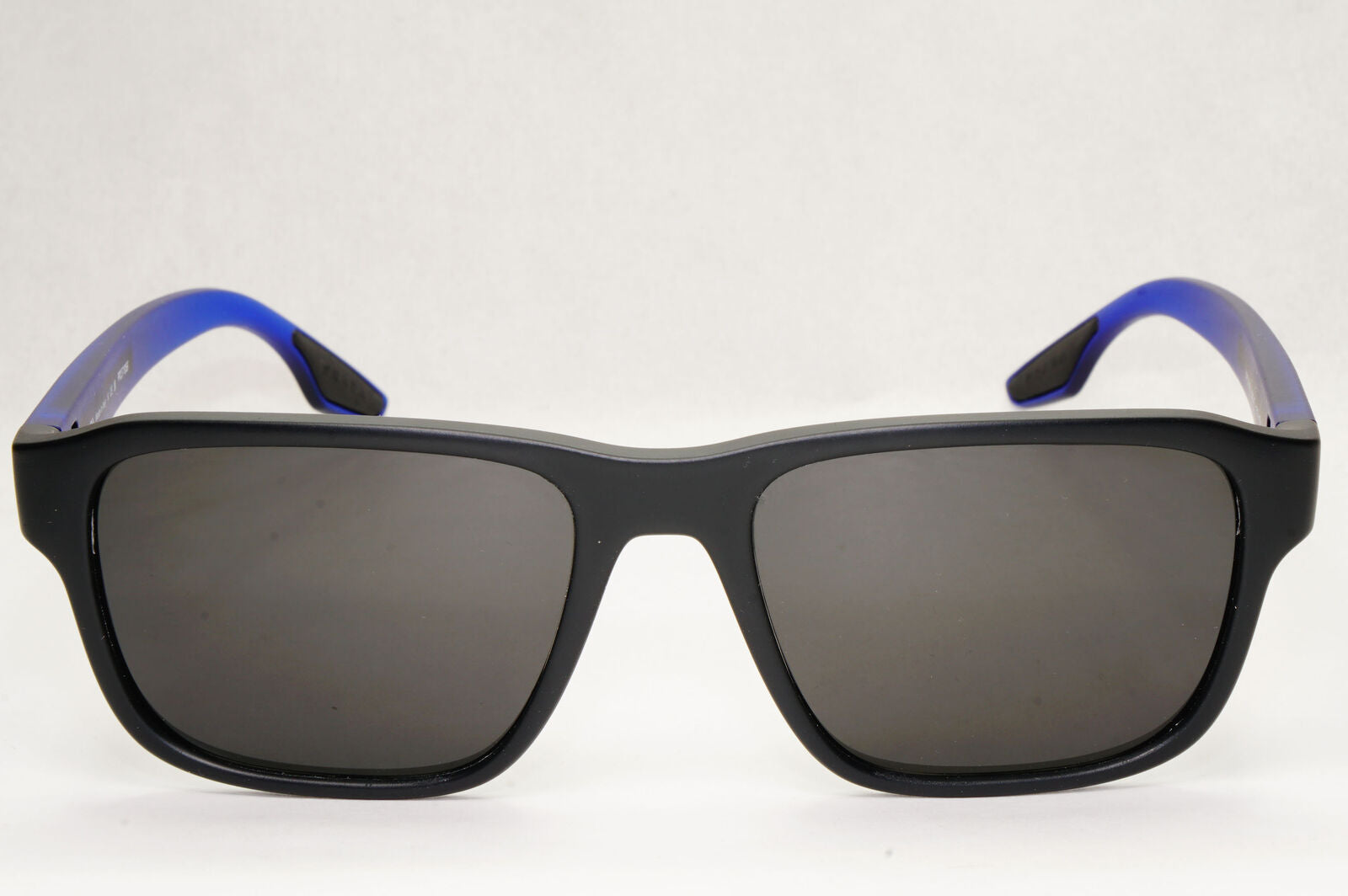 Prada Sunglasses Black Blue Rubber Square Red Stripe PS04NV VPS 04N 15C-1O1 52mm