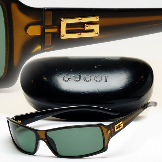 Gucci Sunglasses 1999 Vintage Rectangle Brown Honey Green GG 2515/S 9D1 100325