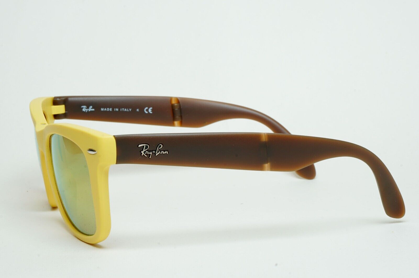 Ray-Ban Sunglasses Folding Wayfarer Yellow Mirror Brown RB 4105 6051/93 50mm