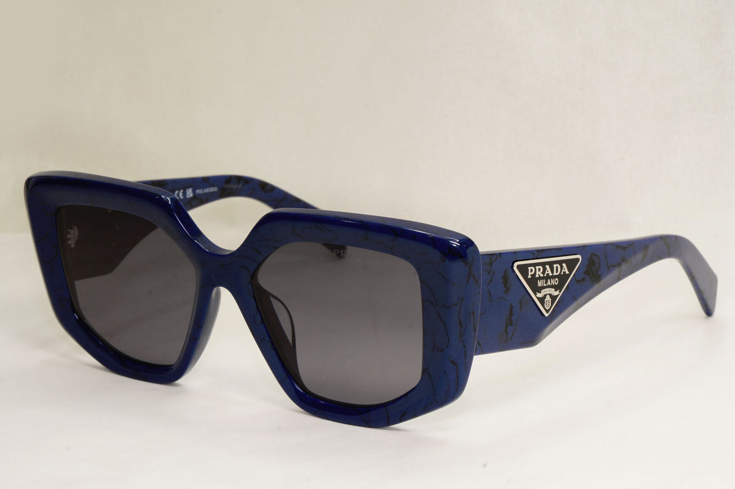 Prada Sunglasses Polarised Blue Marble Triangle Square PR14ZSF SPR 14Z-F 18D-5Z1
