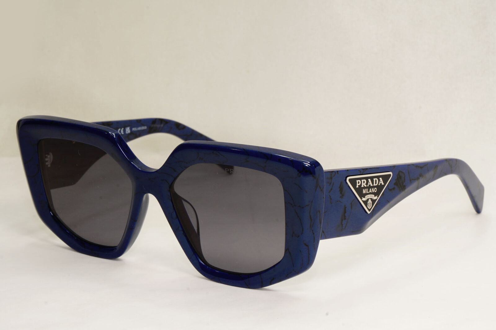 Prada Sunglasses Polarised Blue Marble Triangle Square PR14ZSF SPR 14Z-F 18D-5Z1