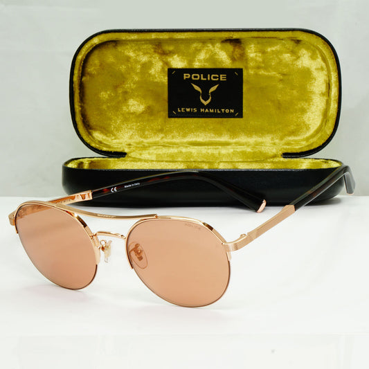 Police Lewis Hamilton F1 Sunglasses Gold Copper Mirror Round SPL A24 COL 8FCC