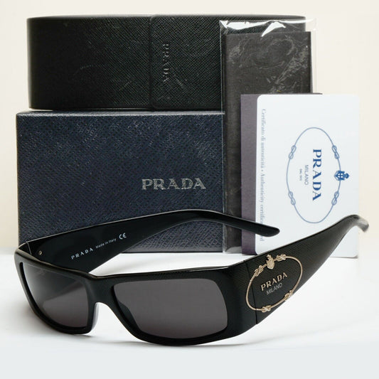 Prada Sunglasses 2007 Vintage Black Saffiano Crest PR11HS SPR 11H 7JS-1A1 070125