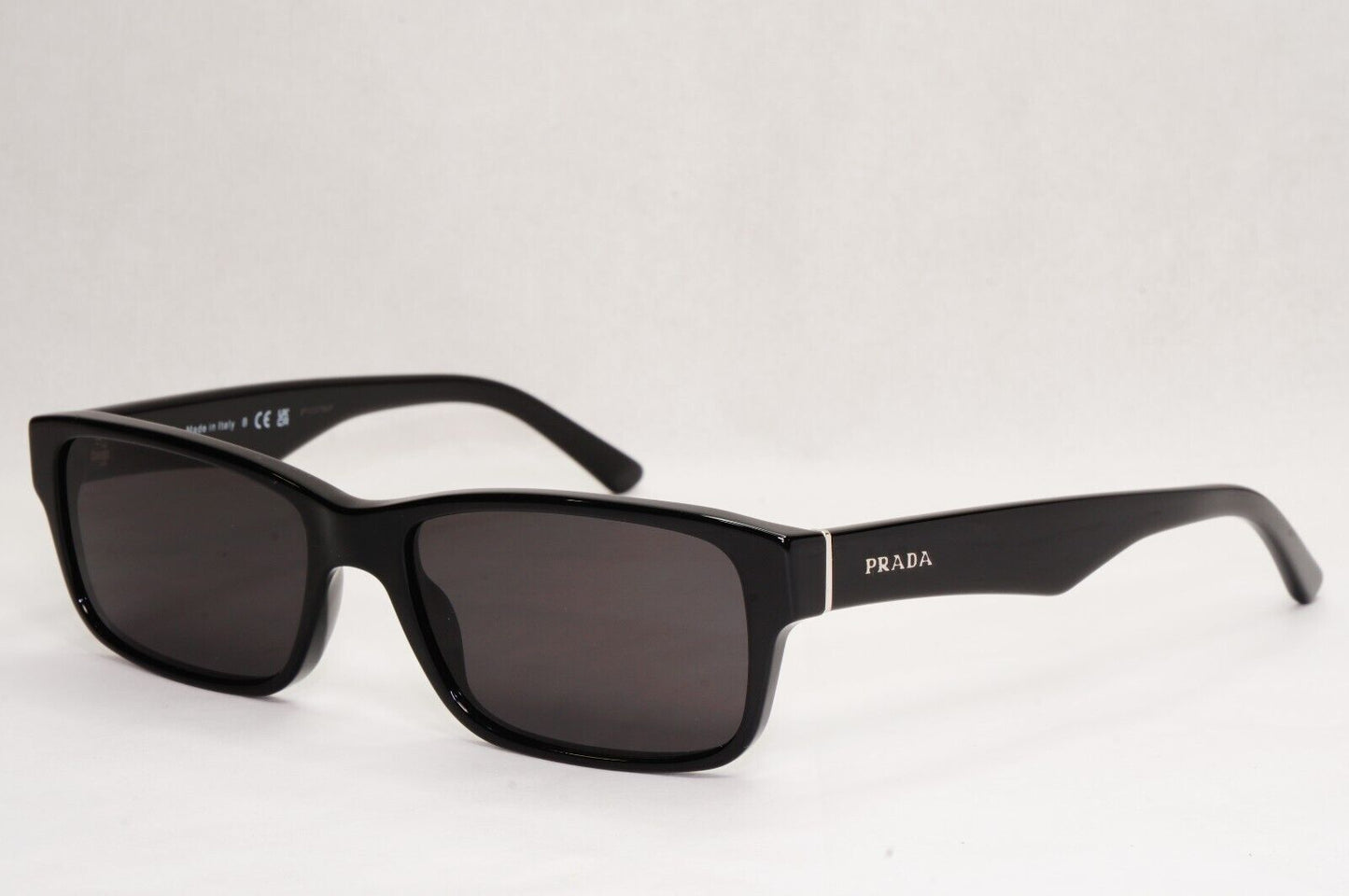 Prada Sunglasses Black Glossy Rectangle Square PR16MV VPR 16M 1AB-1O1 53mm