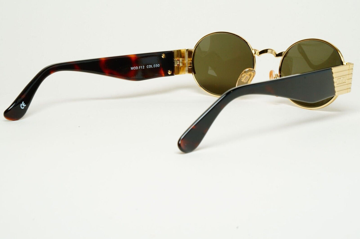 Versus Sunglasses 1996 by Gianni Versace Vintage Gold Oval Brown MOD F12 COL 030