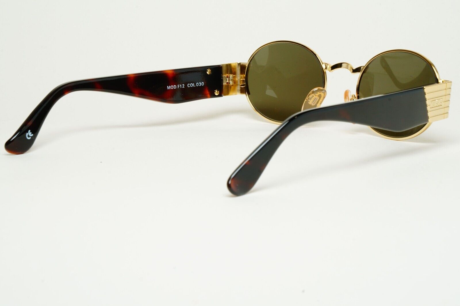 Versus Sunglasses 1996 by Gianni Versace Vintage Gold Oval Brown MOD F12 COL 030