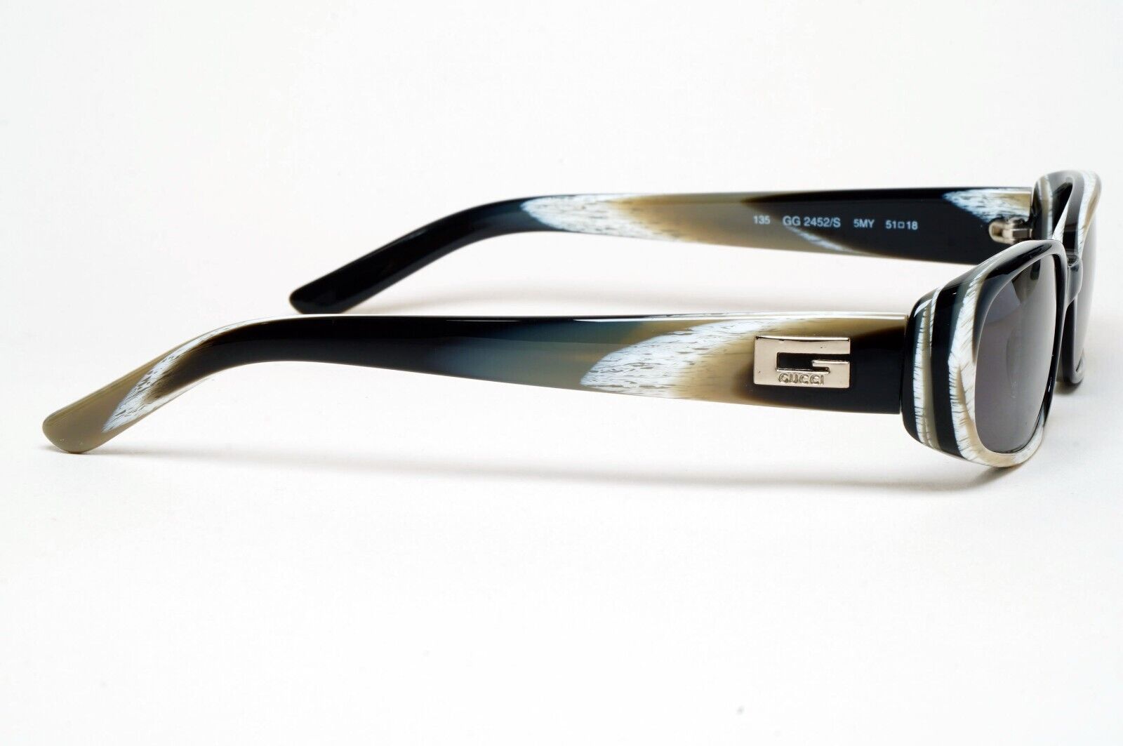 Gucci Sunglasses 1998 Vintage Rectangle Small Black Marble GG 2452/S 5MY 170125