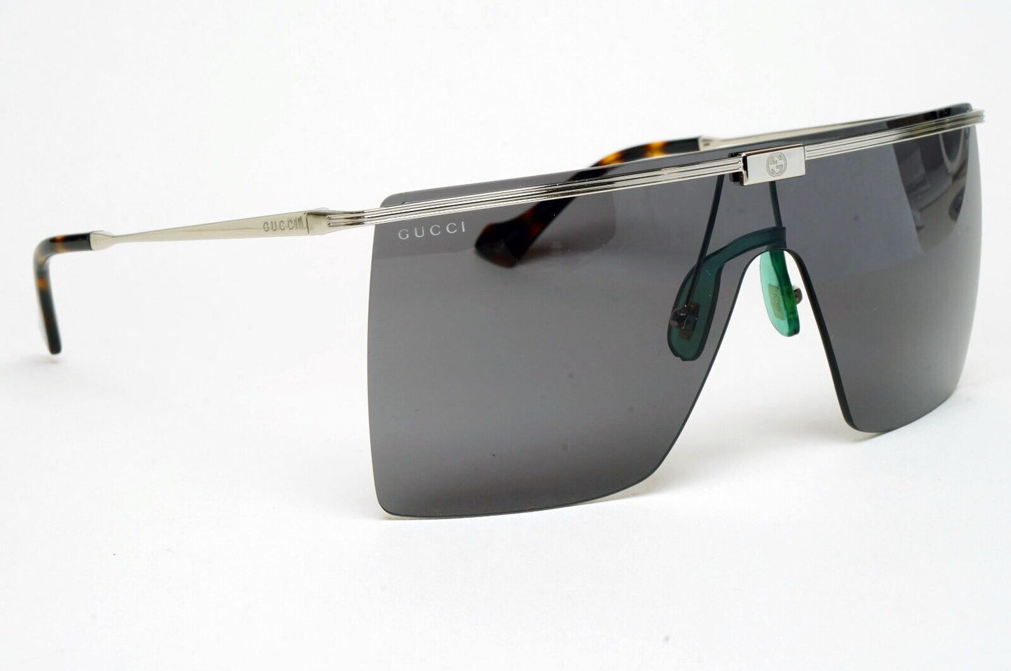 Gucci Sunglasses 2022 Silver Black Shield Visor Square Unisex GG1096S 001 180125