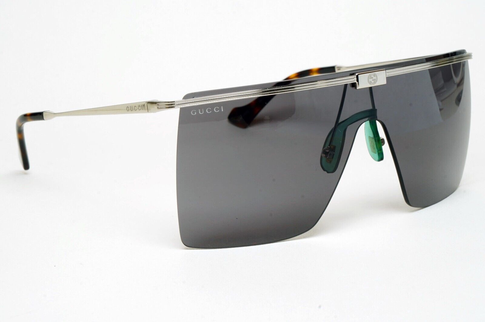 Gucci Sunglasses 2022 Silver Black Shield Visor Square Unisex GG1096S 001 180125
