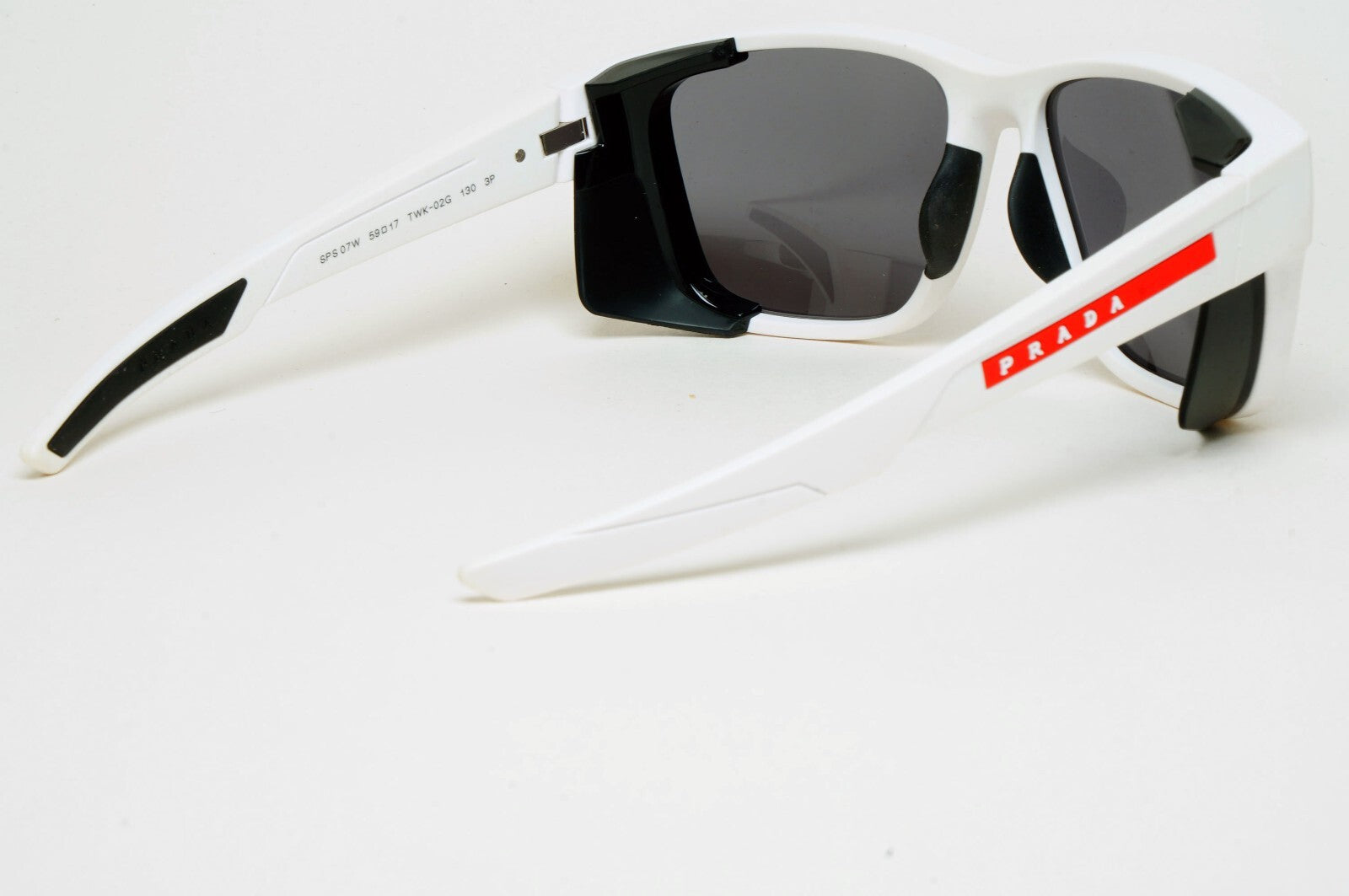 Prada Sunglasses Polarized White Wrap Side Shields PS07WS SPS 07W TWK-02G 200225