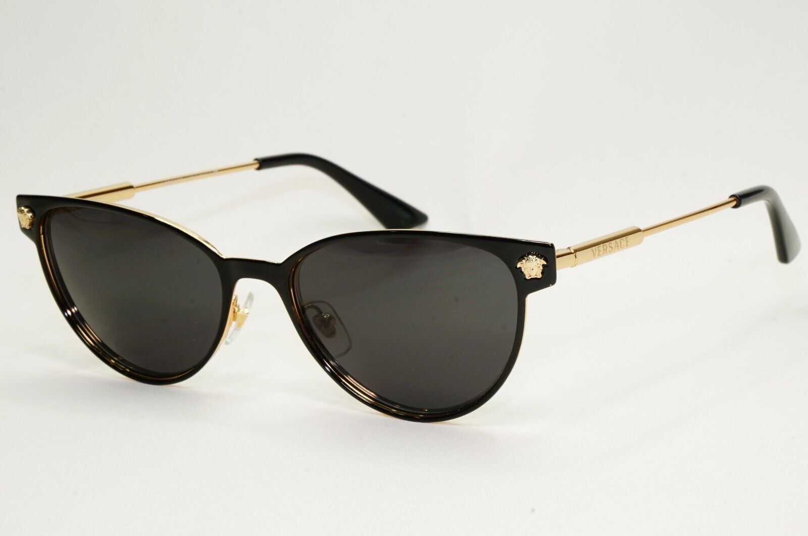 Versace Sunglasses Black Gold Medusa Metal Frame MOD VE 1277 1433 54mm