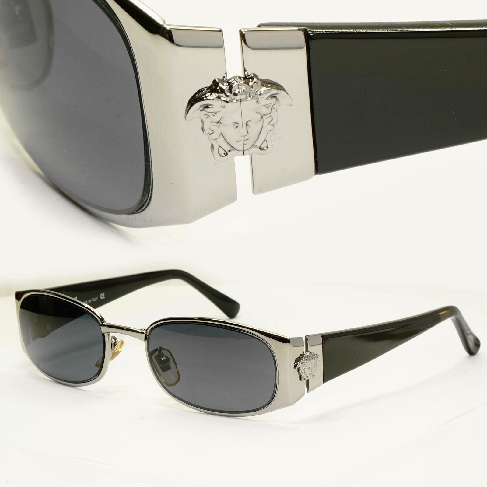 Gianni Versace 1996 Vintage Silver Black Medusa Metal Sunglasses MOD X31 COL 029
