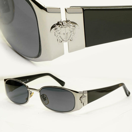 Gianni Versace 1996 Vintage Silver Black Medusa Metal Sunglasses MOD X31 COL 029