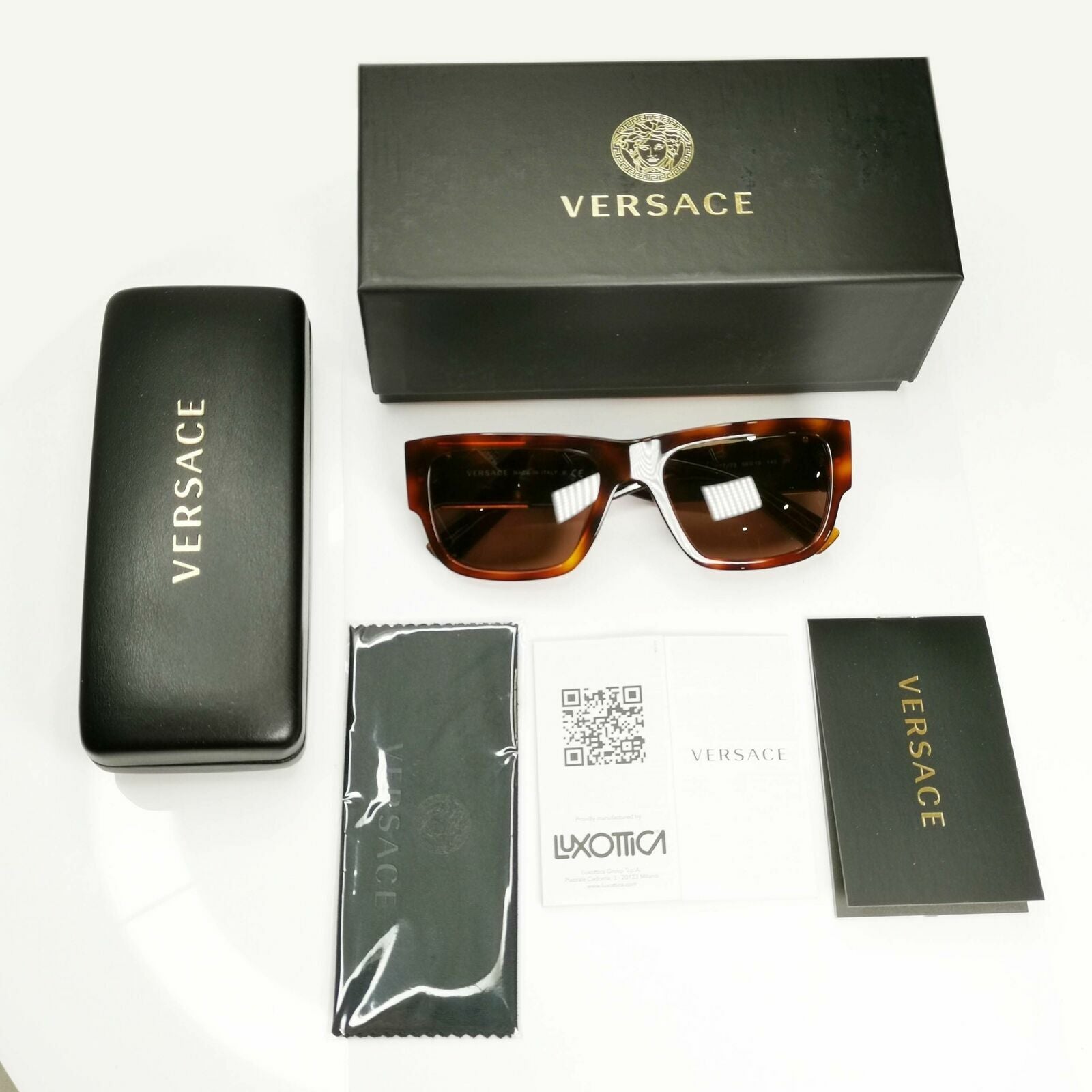Versace Sunglasses Gold Medusa Large Brown Havana Tortoise Mens 4406 5217/73