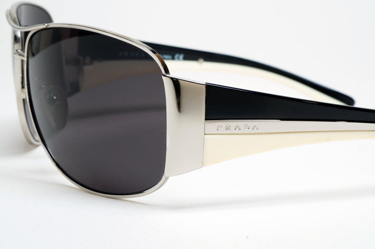 Prada Sunglasses 2006 Vintage Pilot Black Silver PR75GS SPR 75G 6BA-3M1 130225