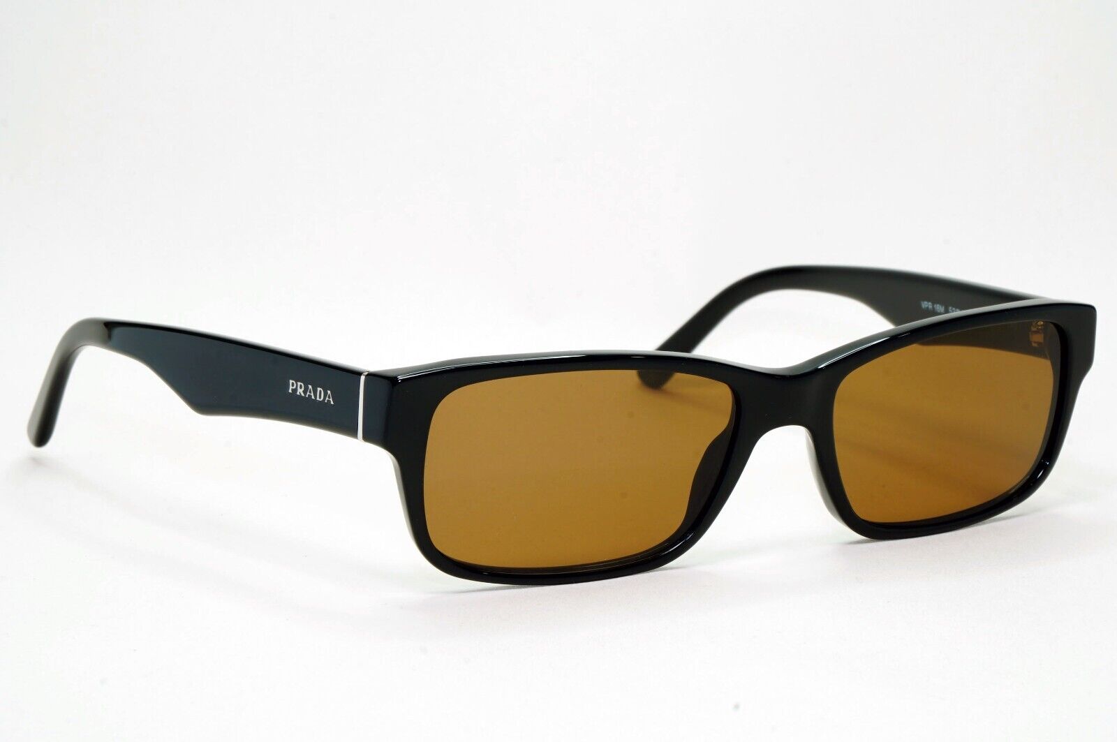 Prada Sunglasses Black Brown Glossy Rectangle Square PR16MV VPR 16M 1AB-1O1 53mm