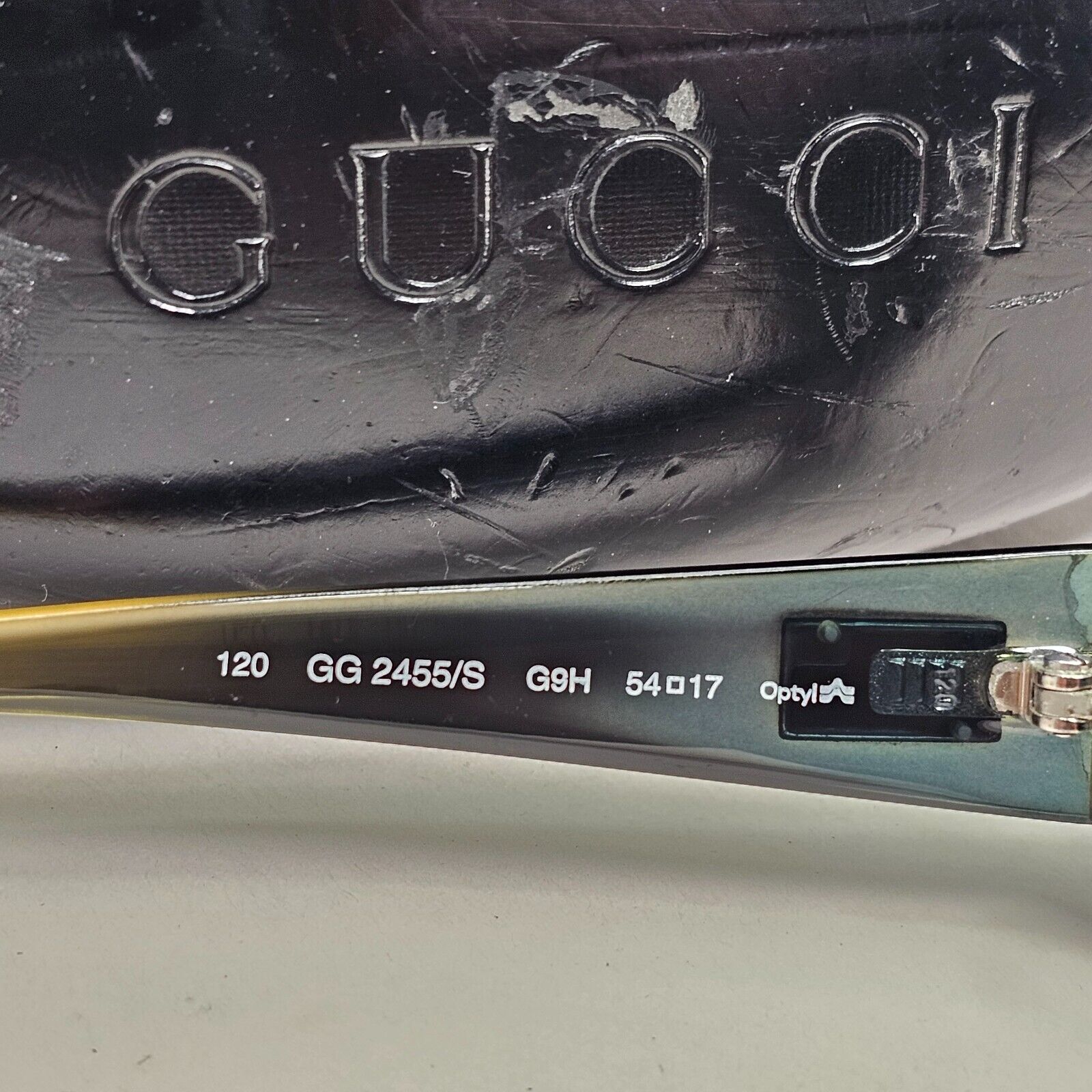 Gucci Sunglasses 1999 Vintage Green Transparent Rectangle GG 2455/S G9H 141024