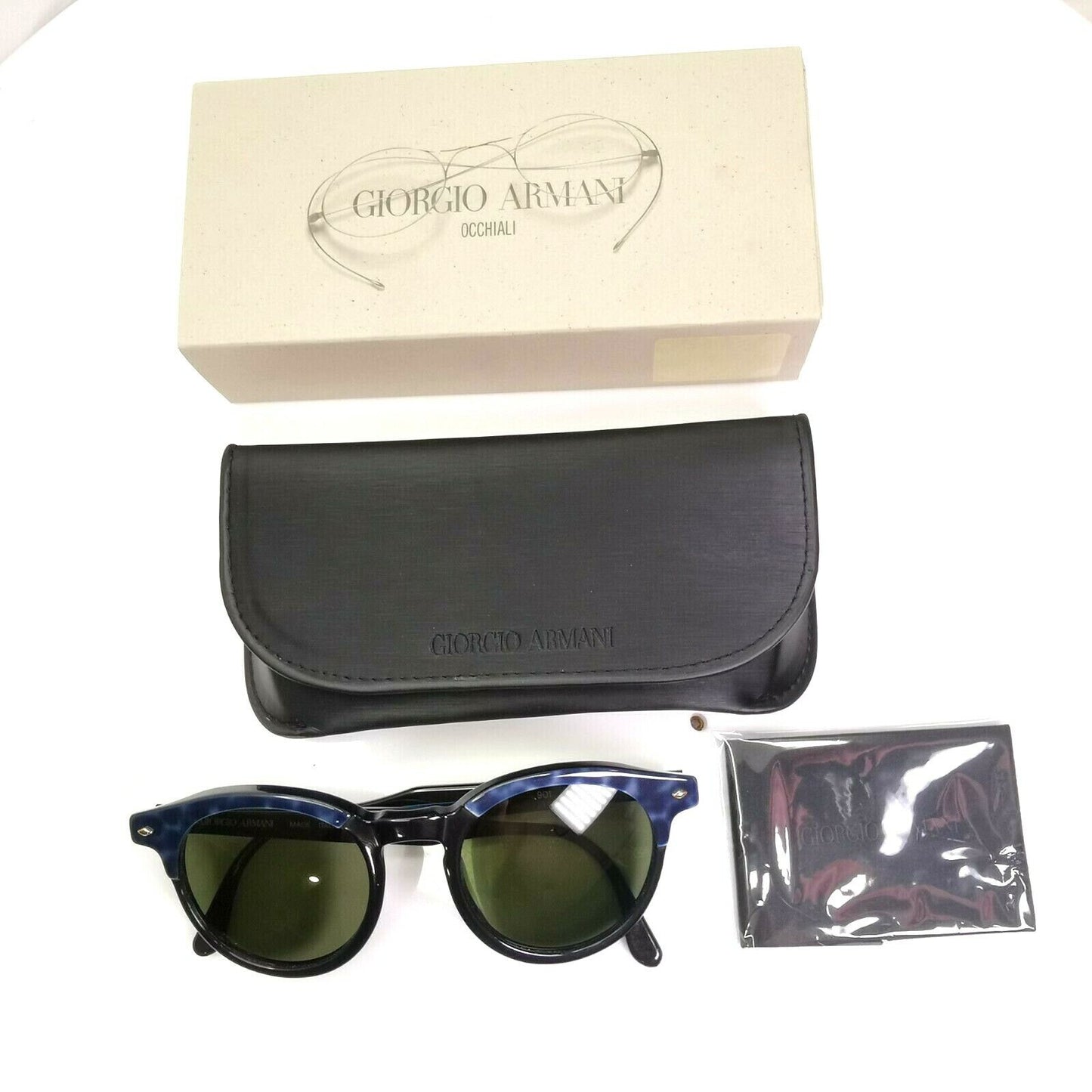 Giorgio Armani 1997 Vintage Blue Green Retro Havana Sunglasses Mens 901 025
