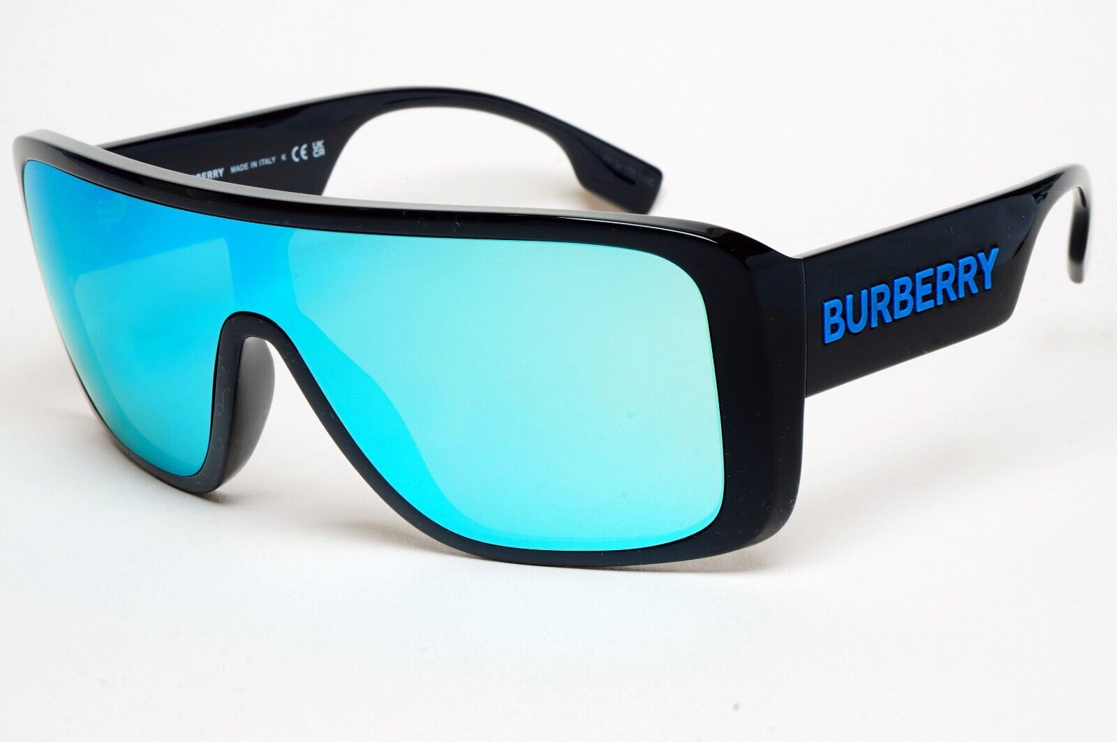 Burberry Sunglasses Black Blue Shield Visor Mirror BE 4401-U 3001/55