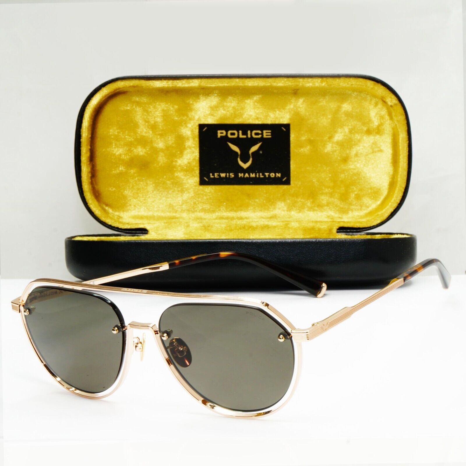 Police Lewis Hamilton F1 Sunglasses Gold Grey Metal Pilot SPL E17 COL 0300