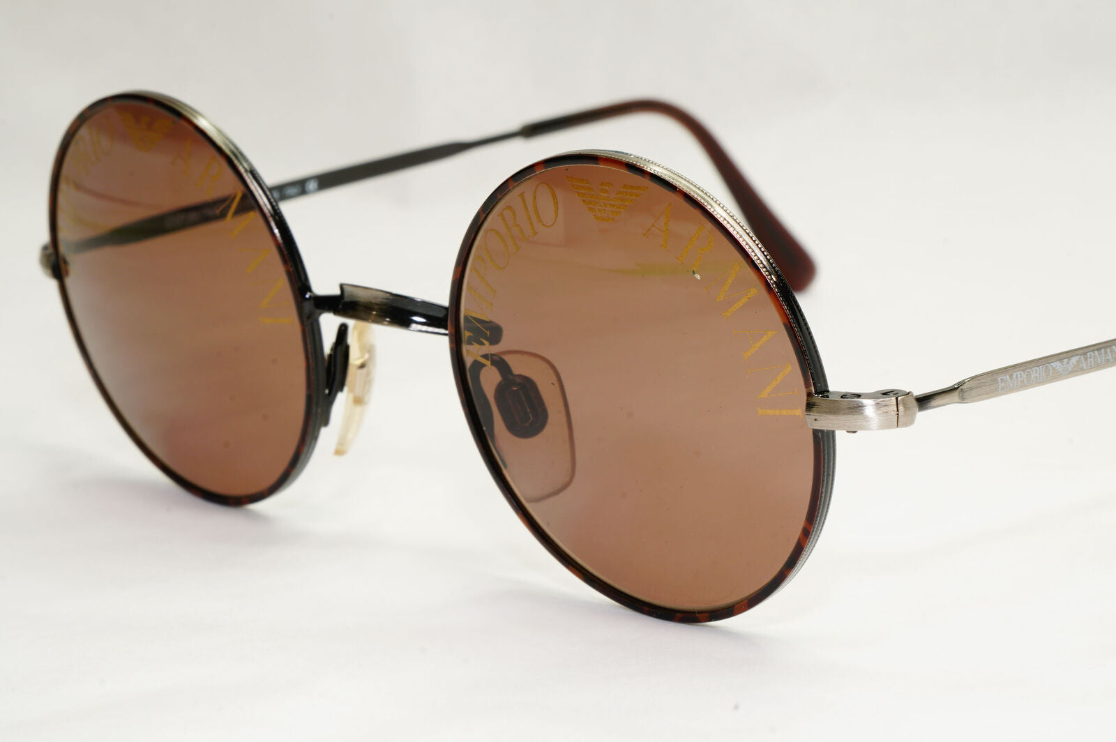 Emporio Armani 1997 Vintage Sunglasses Round Lens Print Brown 025-S 847 130124