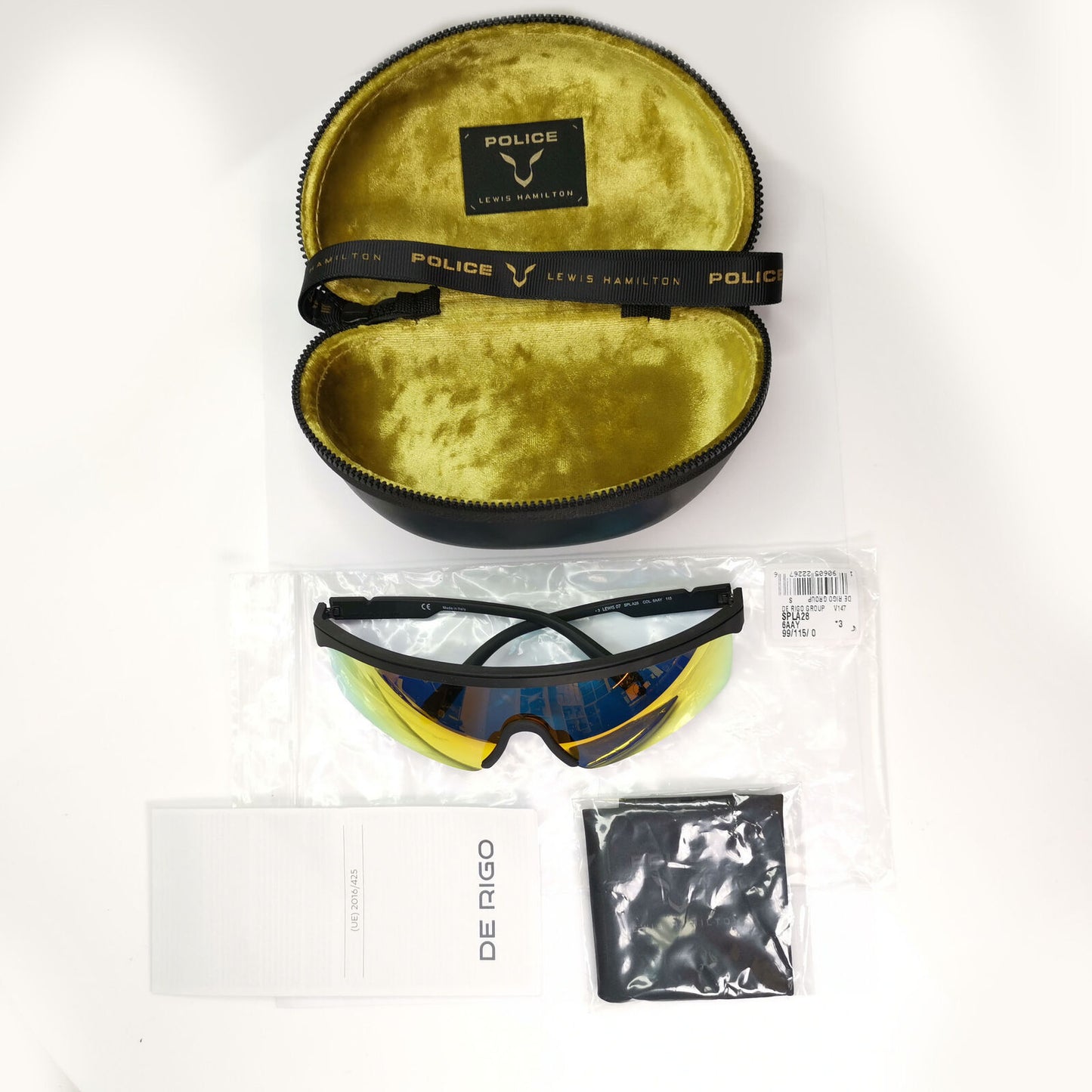 Police Lewis Hamilton F1 Sunglasses Gold Orange Mirror Shield SPL A28 COL 6AAY
