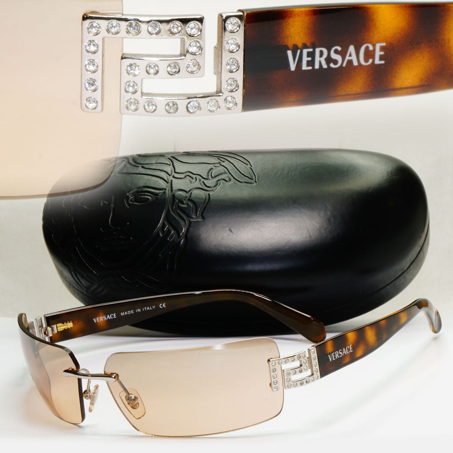 Versace Sunglasses 2004 Vintage Rimless Brown Mirrored MOD 2017-B 1000/8Z 210124