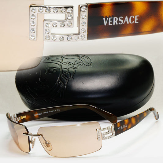 Versace Sunglasses 2004 Vintage Rimless Brown Mirrored MOD 2017-B 1000/8Z 210124