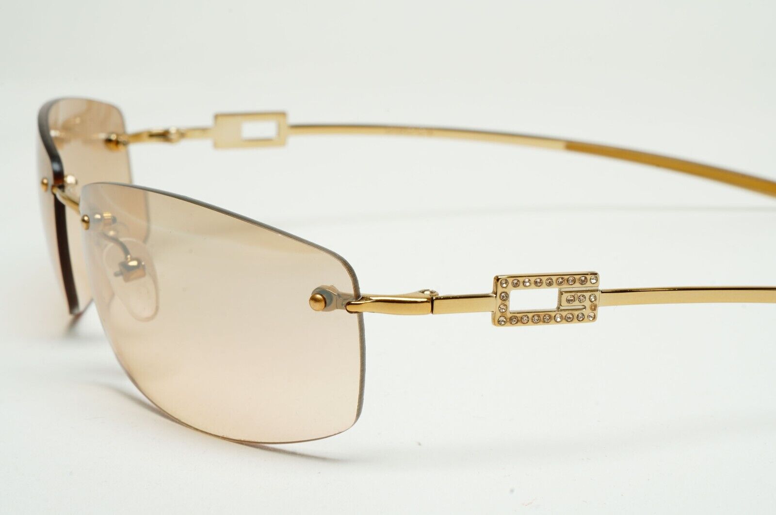 Gucci Sunglasses 1997 Vintage Gold Rimless GG 1784/STRASS 577AK 60mm 100225