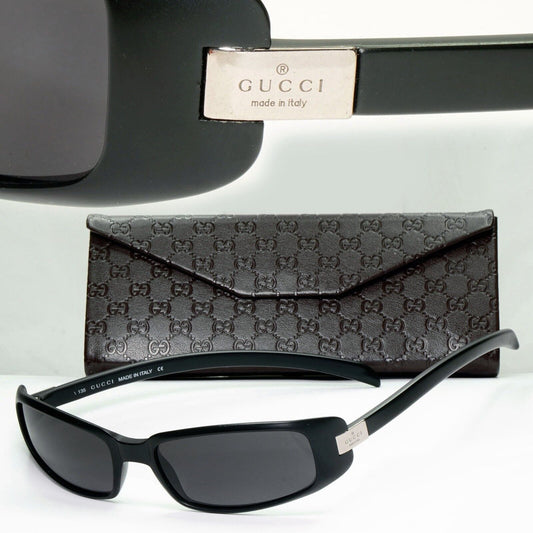 Gucci 1998 Vintage Sunglasses Black Matte Wrap Rectangle GG 1188/S DL5 301024