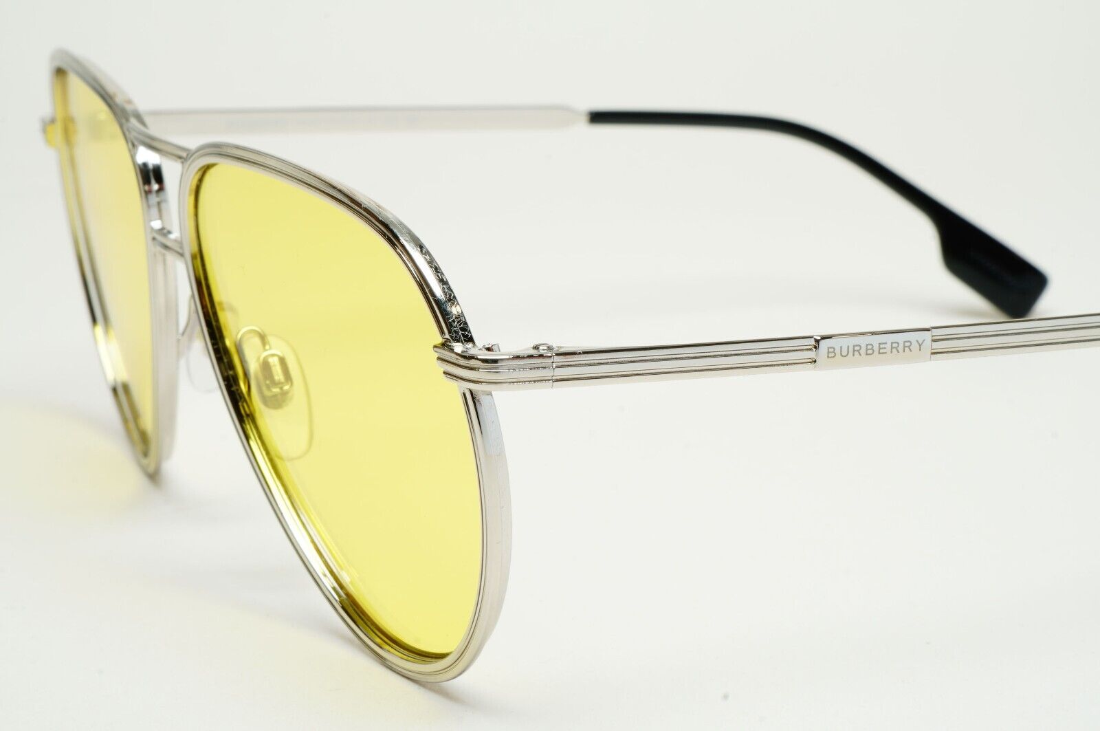 Burberry Sunglasses Scott Silver Yellow Metal Pilot BE 3135 1005/85 59mm
