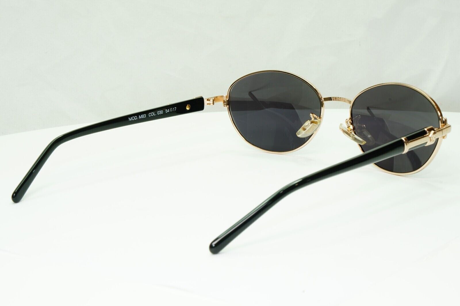 Gianni Versace 1995 Sunglasses Vintage Gold Black Metal Oval MOD M83 COL 030 B