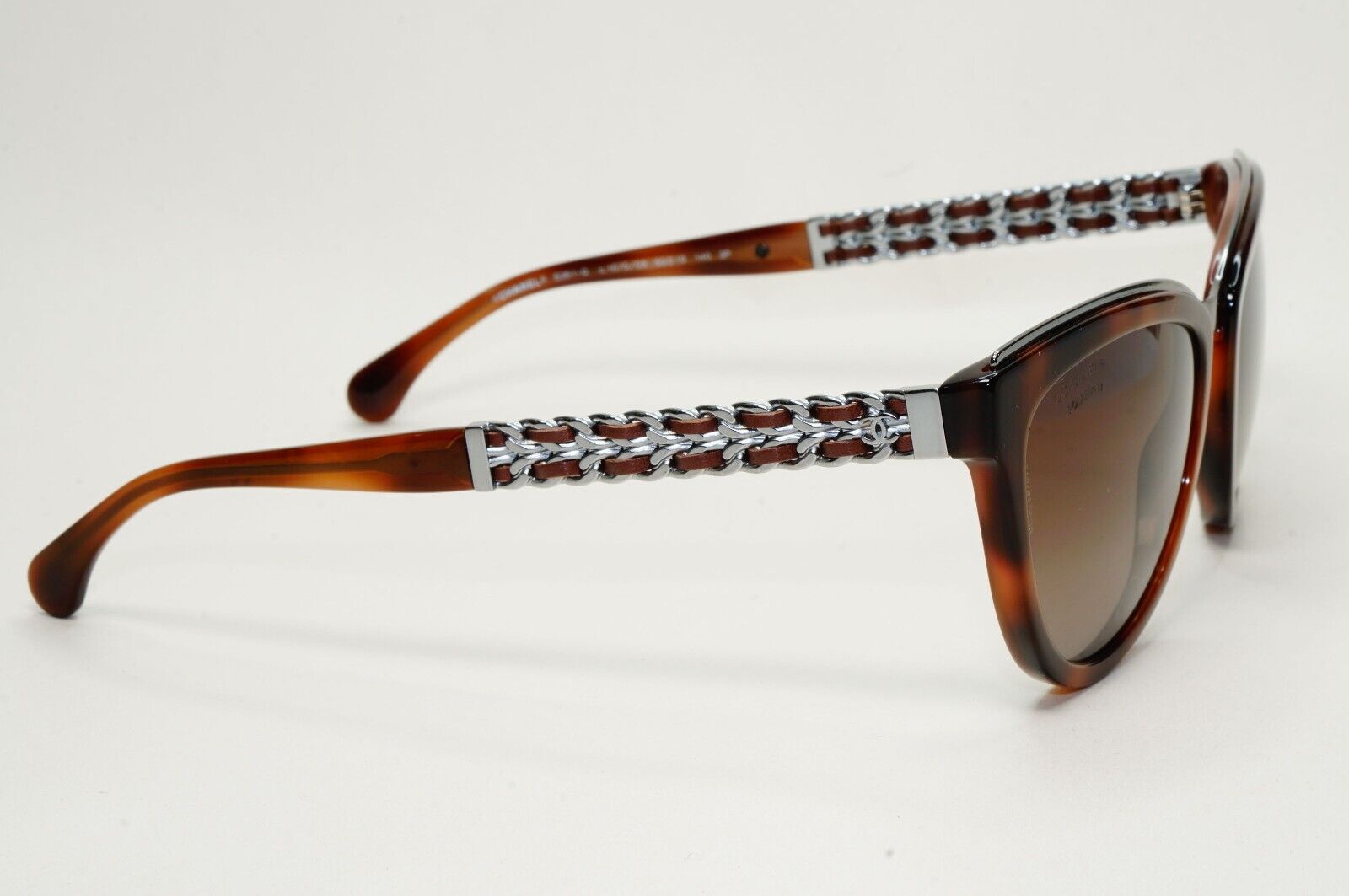 Chanel Sunglasses Polarized Brown Gradient Silver Leather Chain 5361-Q c.1575/S9