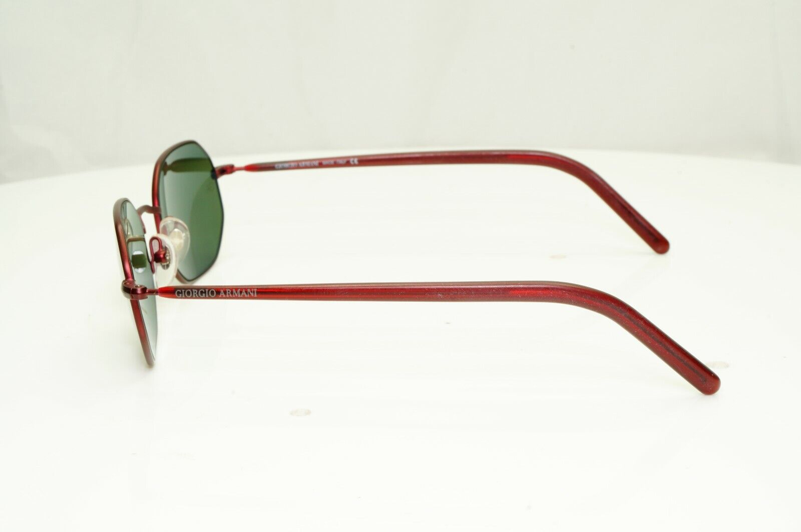 Giorgio Armani 1997 Vintage Sunglasses Burgundy Octagon Glass Lens 664 1052