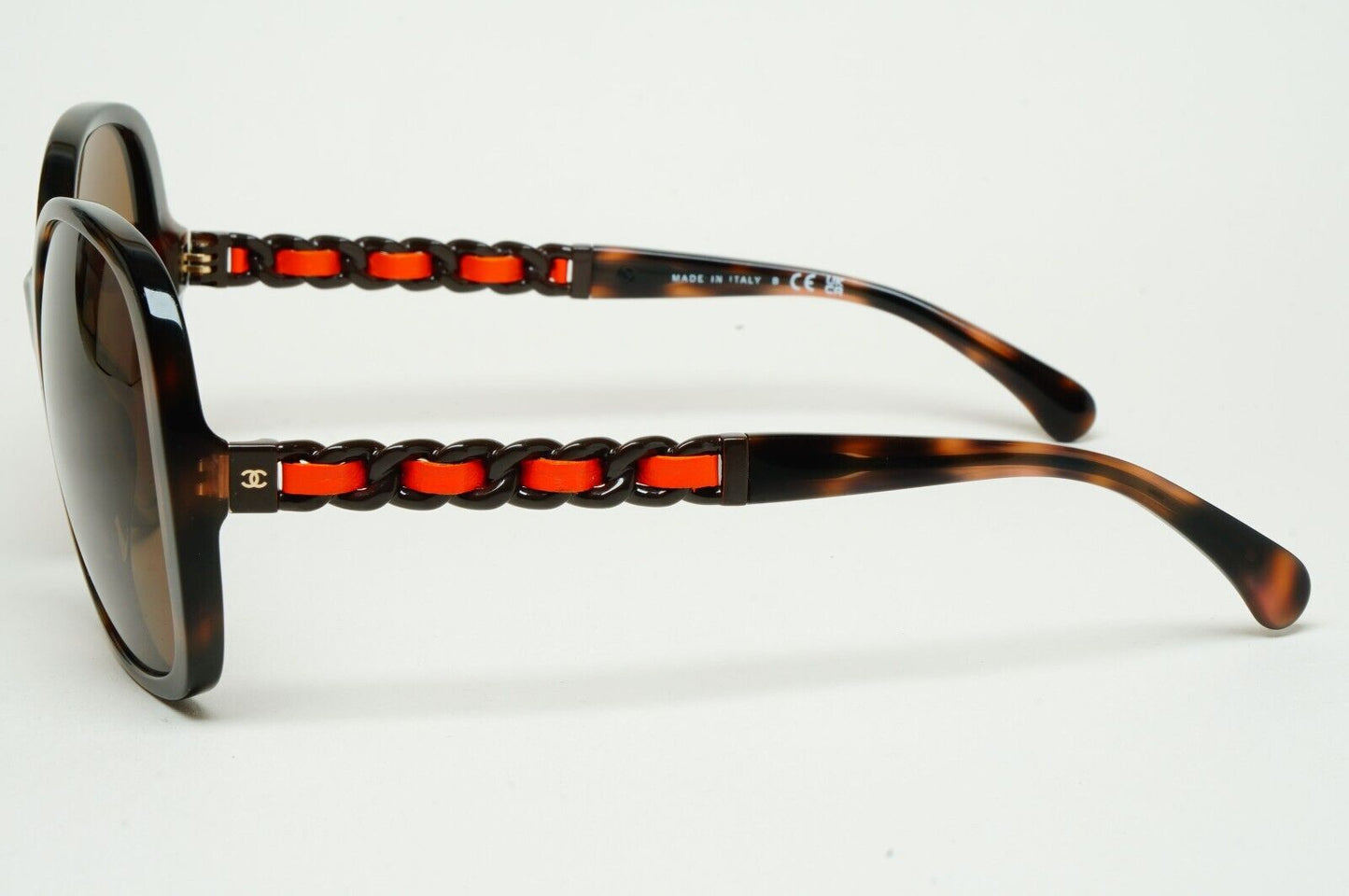Chanel Sunglasses Brown Leather Chain Tortoise Square 5470-Q c.1761/S5 310125