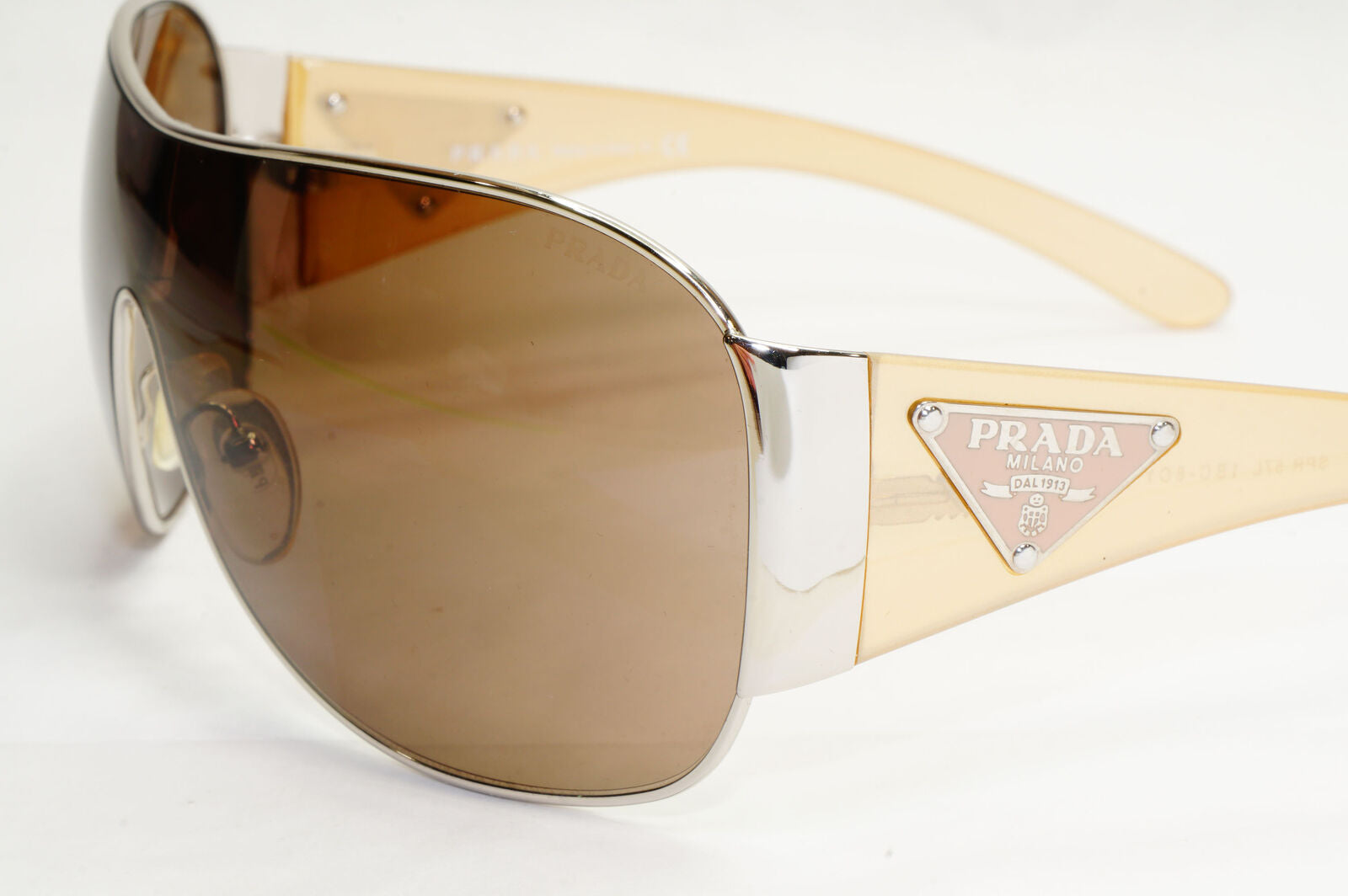 Prada Sunglasses 2010 Triangle Shield Silver Brown PR57LS SPR 57L 1BC-8C1 191223