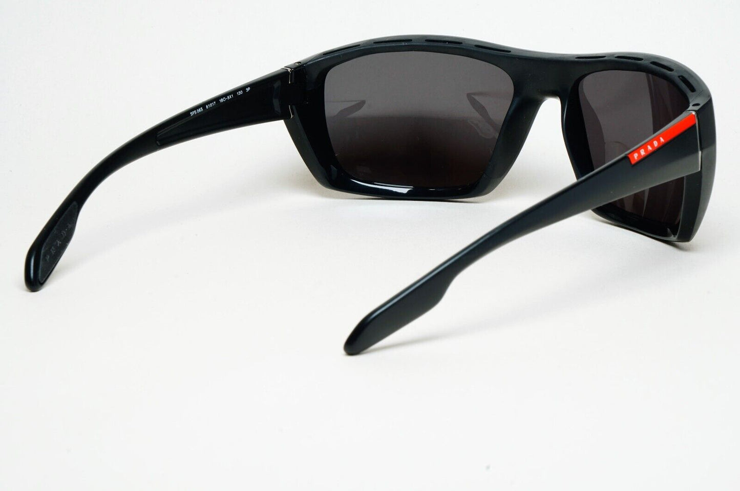 Prada Sunglasses Black Wrap Red Stripe PS06SS SPS 06S 1BO-5X1 231124