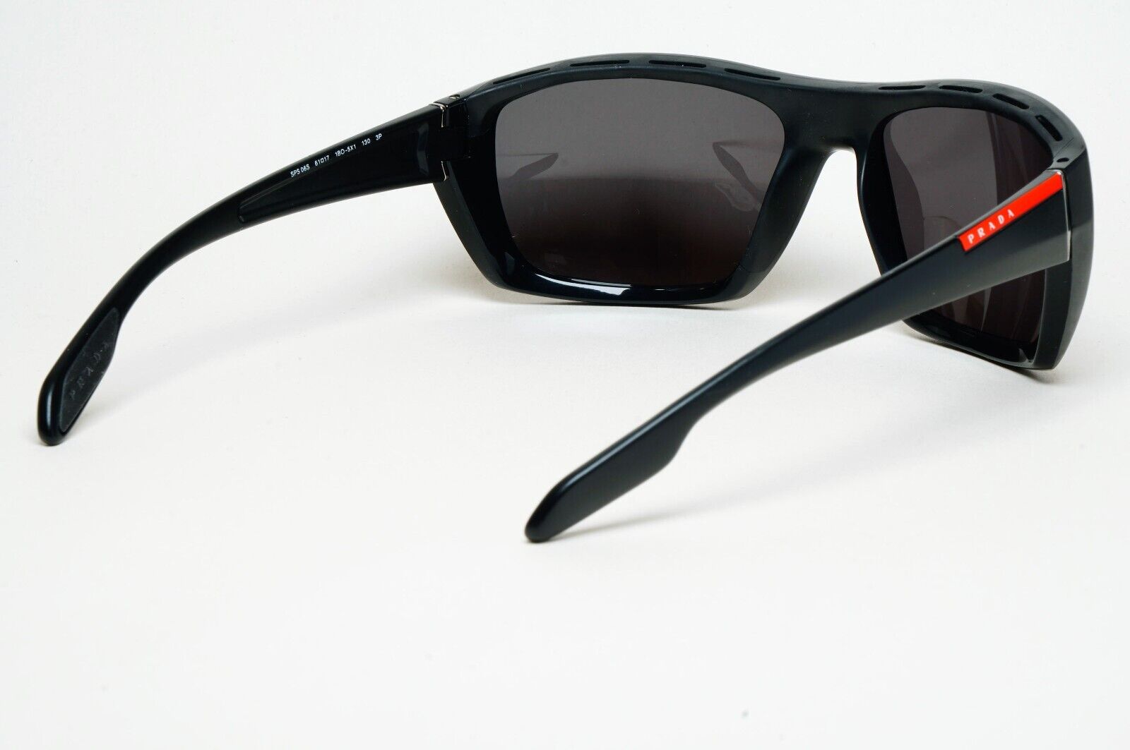 Prada Sunglasses Black Wrap Red Stripe PS06SS SPS 06S 1BO-5X1 231124