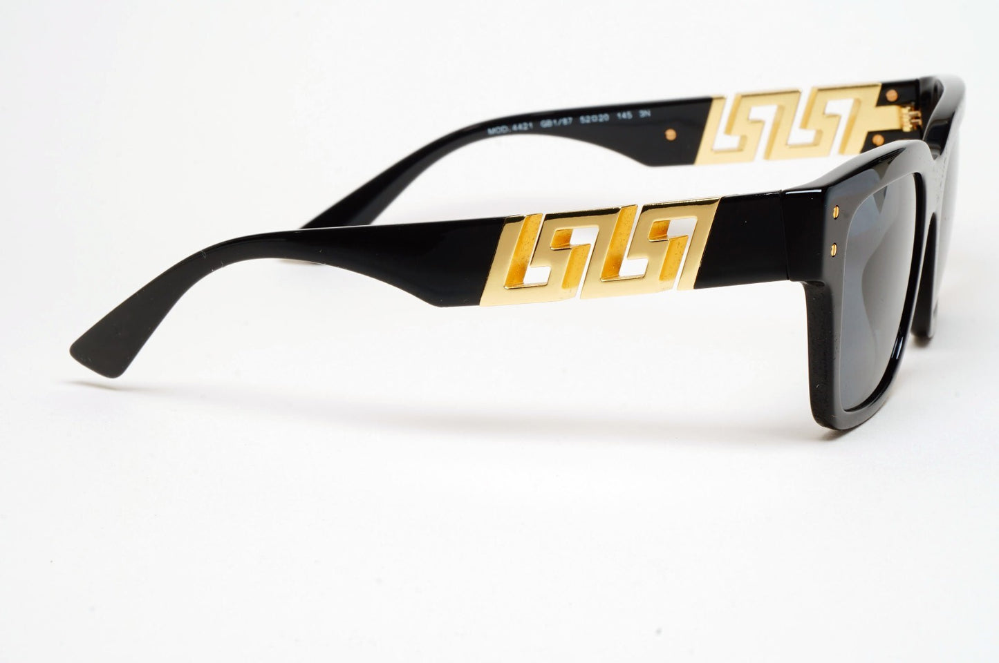 Versace Sunglasses Black Gold Meander Square MOD VE 4421 GB1/87 52mm