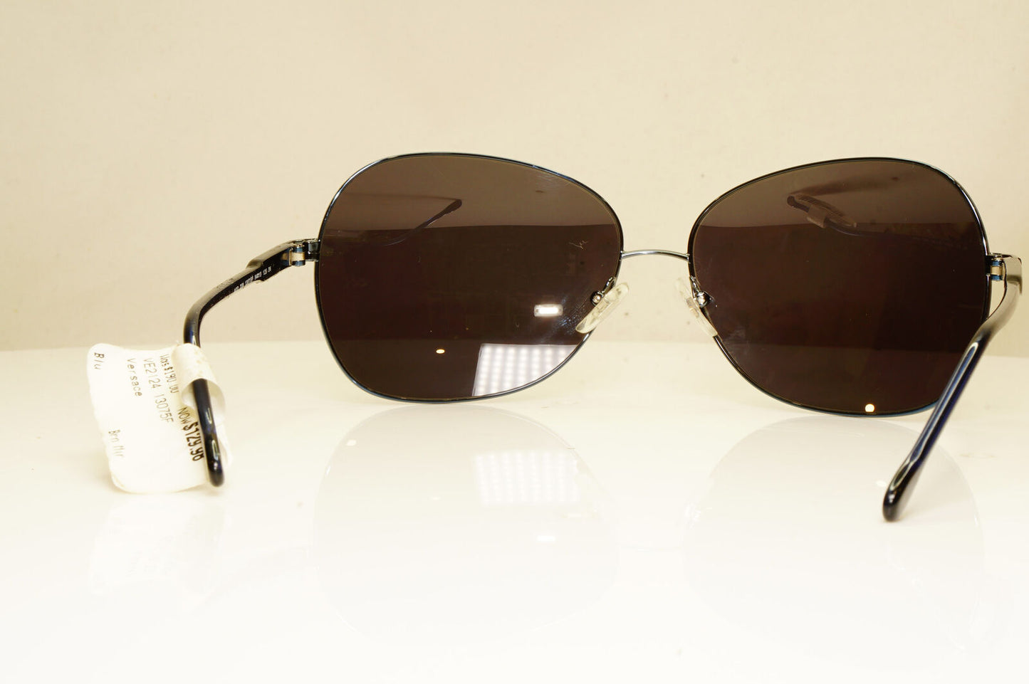 Versace Womens Vintage Blue Black Metal Sunglasses Square 2124 1307/5F 29267