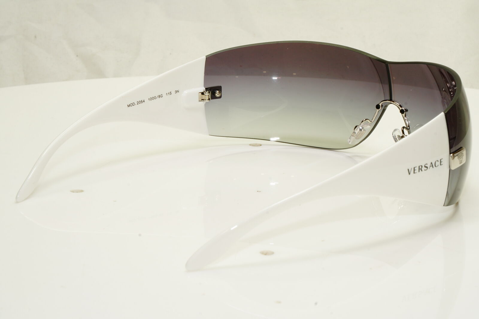 Authentic Versace Sunglasses White Shield Mens Womens Visor Ski 2054 1000/8G