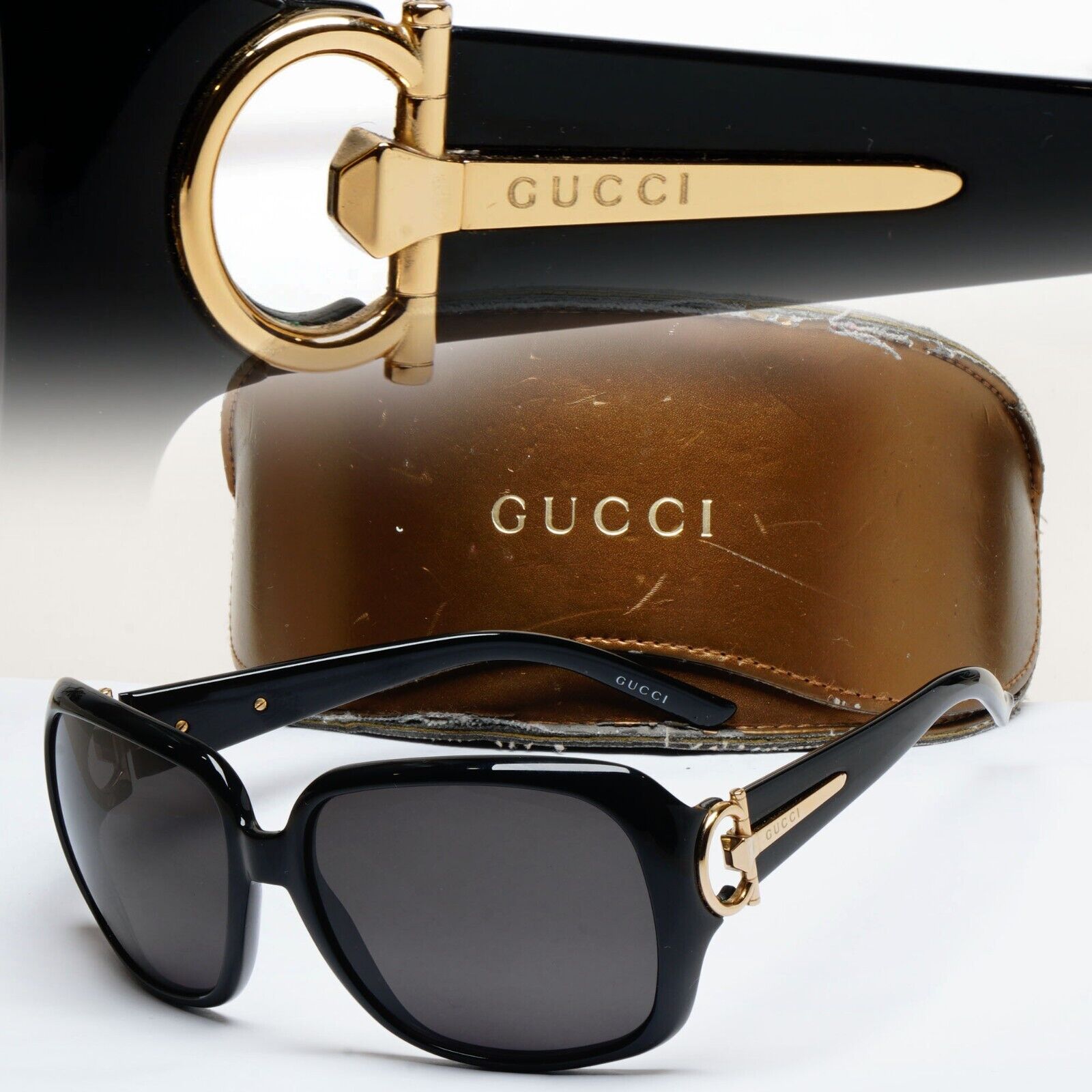 Gucci Sunglasses 2008 Vintage Horsebit Black Gold GG 3099/S D28N3 250125