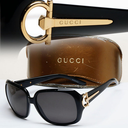 Gucci Sunglasses 2008 Vintage Horsebit Black Gold GG 3099/S D28N3 250125