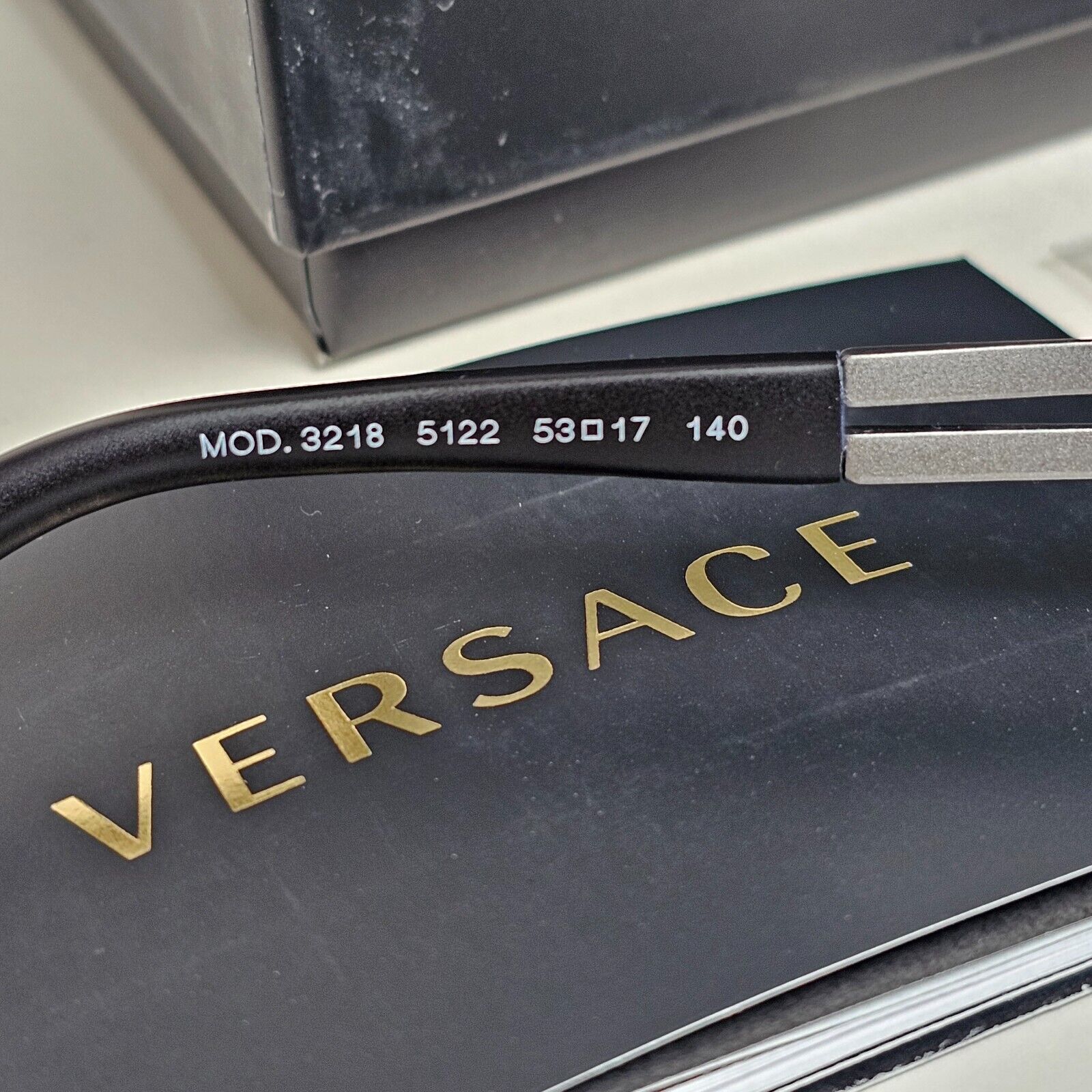 Versace Sunglasses Black Matte Gunmetal Medusa Meander MOD VE 3218 5122 53mm
